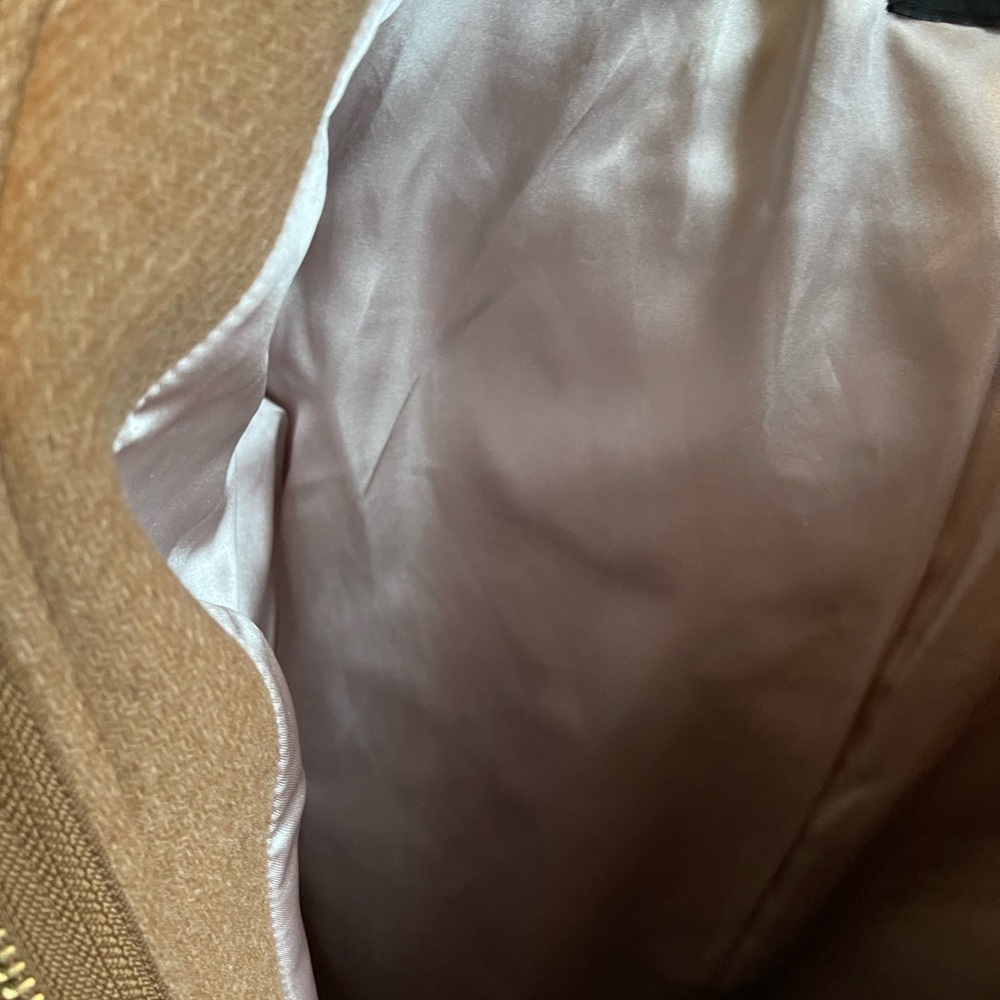 Italian Wool Camel Coat with Hood, Removable Trim - Picture 4 of 8